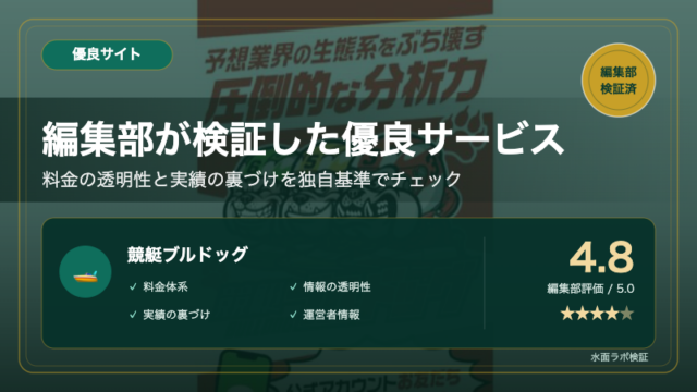 競艇ブルドッグ 優良サイト|水面ラボ編集部評価(サイトトップ背景)
